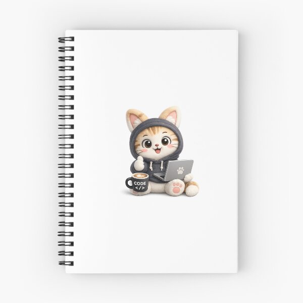 Item preview, Developer Cat Mascot Sticker | Cute Programmer Cat Kawaii Plush Coding Sticker` designed and sold by Chinnibujji.