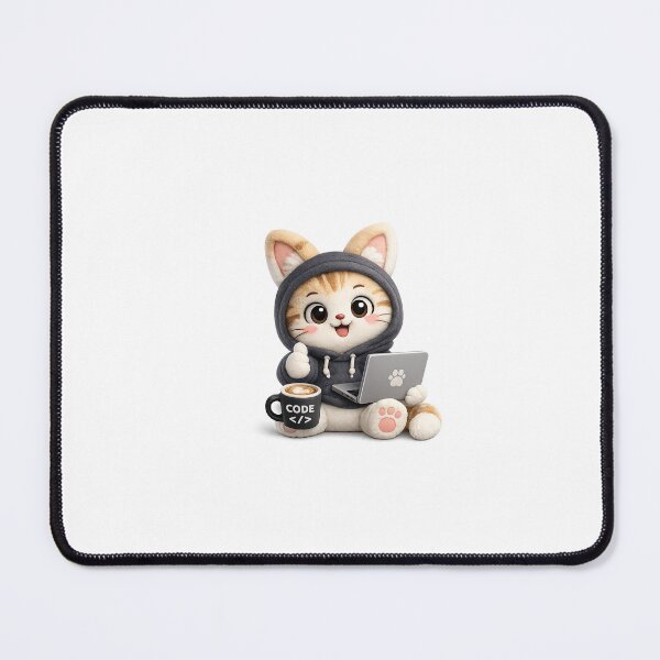 Item preview, Developer Cat Mascot Sticker | Cute Programmer Cat Kawaii Plush Coding Sticker` designed and sold by Chinnibujji.