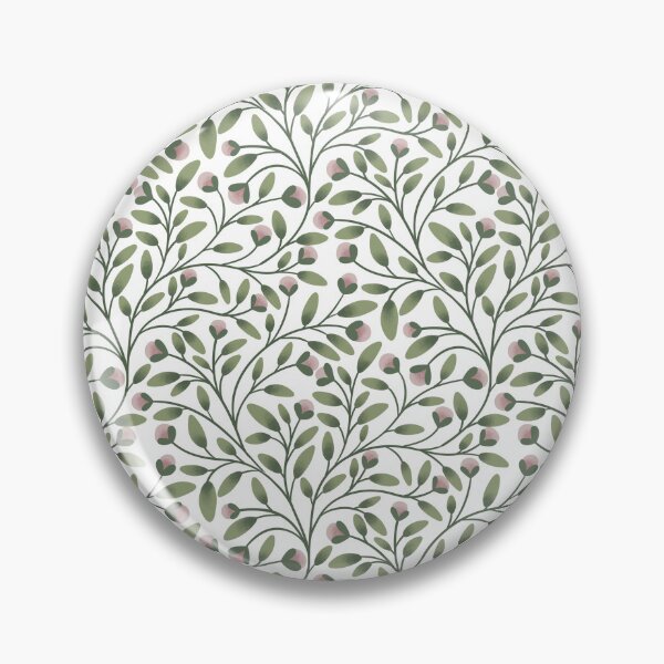 Item preview, Trailing Leaf Pattern with Pink Buds on White | Botanical Vine Print designed and sold by MizzleInk.