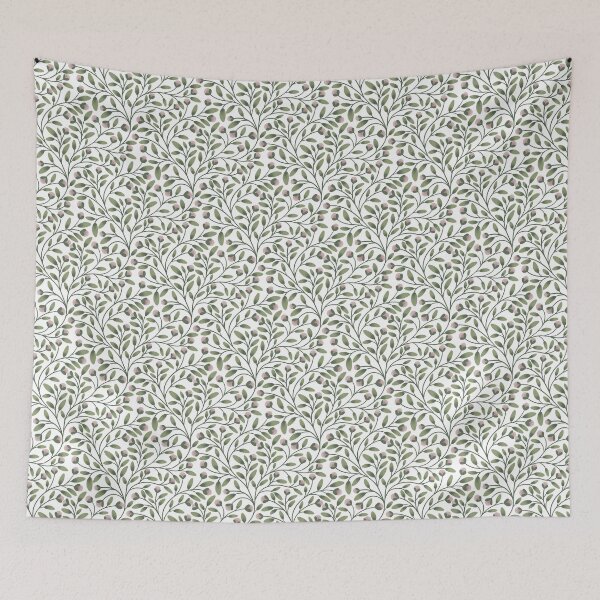 Item preview, Trailing Leaf Pattern with Pink Buds on White | Botanical Vine Print designed and sold by MizzleInk.