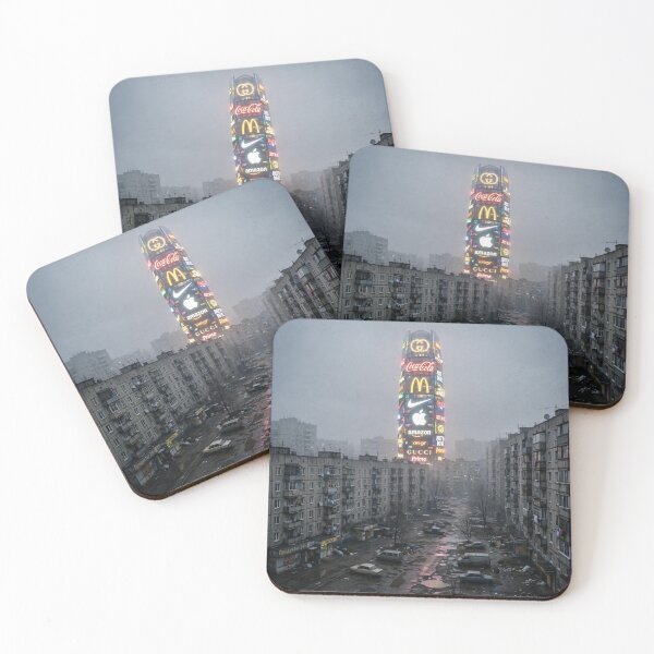 Item preview, Neon Add Tower Over Soviet Housing Estate designed and sold by Late Theory.