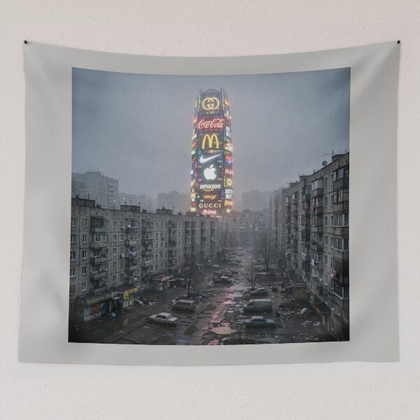 Item preview, Neon Add Tower Over Soviet Housing Estate designed and sold by Late Theory.