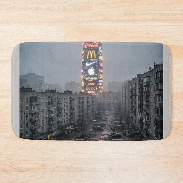 Item preview, Neon Add Tower Over Soviet Housing Estate designed and sold by Late Theory.
