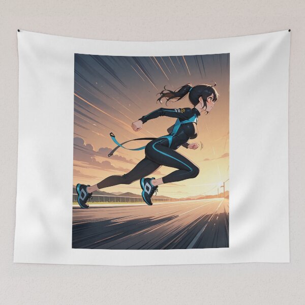 Item preview, Illustration - Dynamic Athlete, Energetic Run at Dusk designed and sold by AnimeShin.