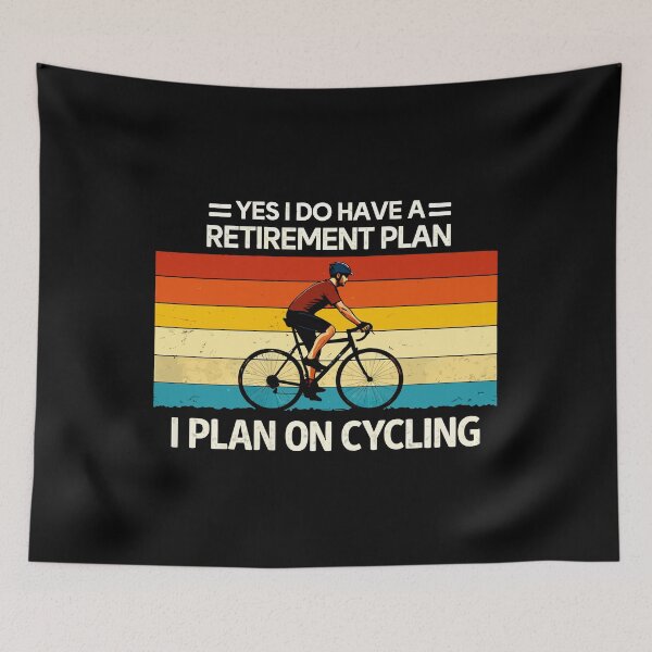 Item preview, My Retirement Plan Cycling - Funny Bicycle Cyclist Retro Sunset Art designed and sold by BendyBeasts.