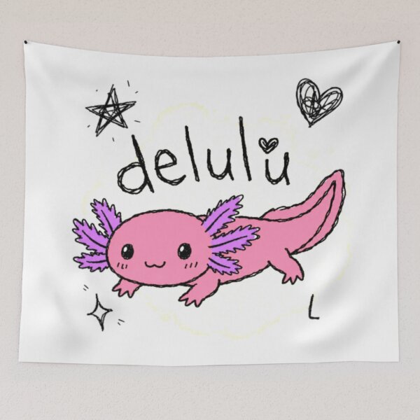 Item preview, Cute Axolotl Sticker Delulu Anti-Design Chaotic Cute Hand Drawn Kawaii Pink Purple Doodle Aesthetic designed and sold by Obinne.