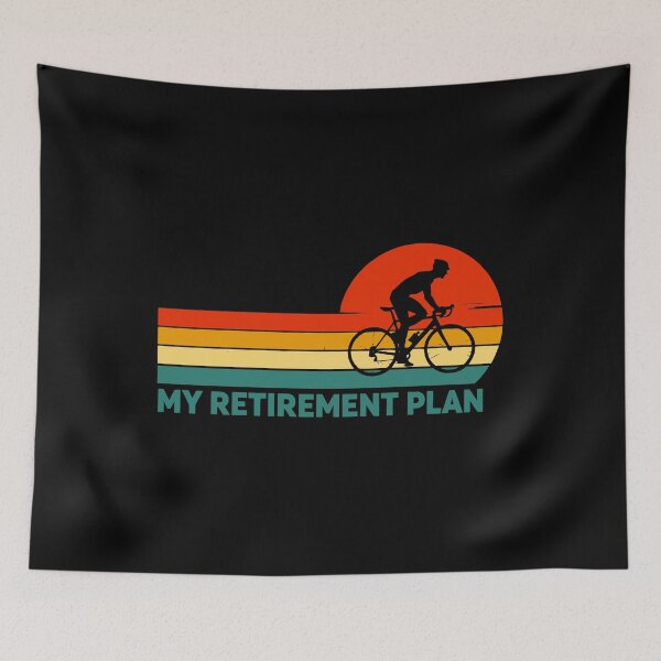 Item preview, My Retirement Plan Cycling - Funny Bicycle Cyclist Retro Sunset Art designed and sold by BendyBeasts.