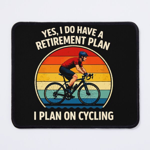 Item preview, My Retirement Plan Cycling - Funny Bicycle Cyclist Retro Sunset Art designed and sold by BendyBeasts.