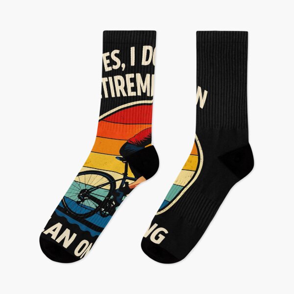 Item preview, My Retirement Plan Cycling - Funny Bicycle Cyclist Retro Sunset Art designed and sold by BendyBeasts.