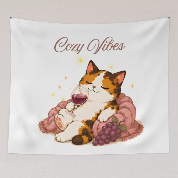 Item preview, Cozy Cute Calico Cat Wine - Cozy Vibes designed and sold by Lunexa-Lab.
