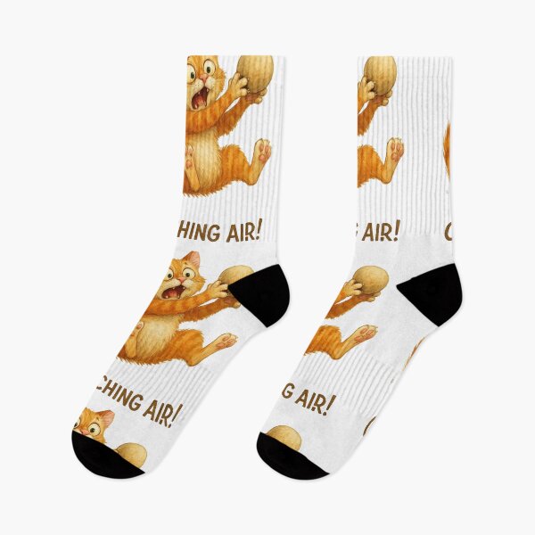 Item preview, Funny Falling Cat Catching Air - Scared Ginger Tabby Watercolor designed and sold by DreamyBrushArt.