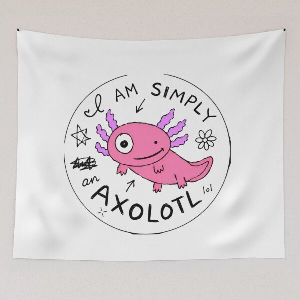 Item preview, I Am Simply An Axolotl Sticker MS Paint Hand Drawn Funny Cute Chaotic Anti Design Meme Kawaii Pink Purple Doodle designed and sold by Obinne.