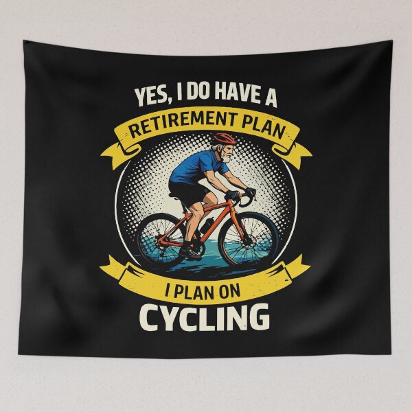 Item preview, My Retirement Plan Cycling - Funny Bicycle Cyclist Retro Sunset Art designed and sold by BendyBeasts.