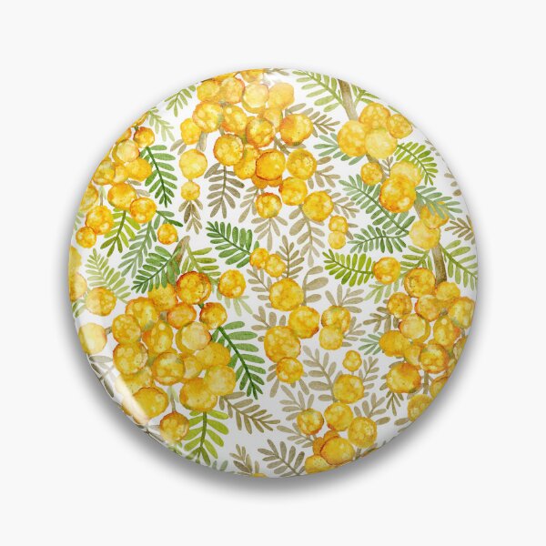 Item preview, Australian Golden Wattle Watercolor Botanical Floral Summer Yellow And White  designed and sold by Sketchbook Designs.