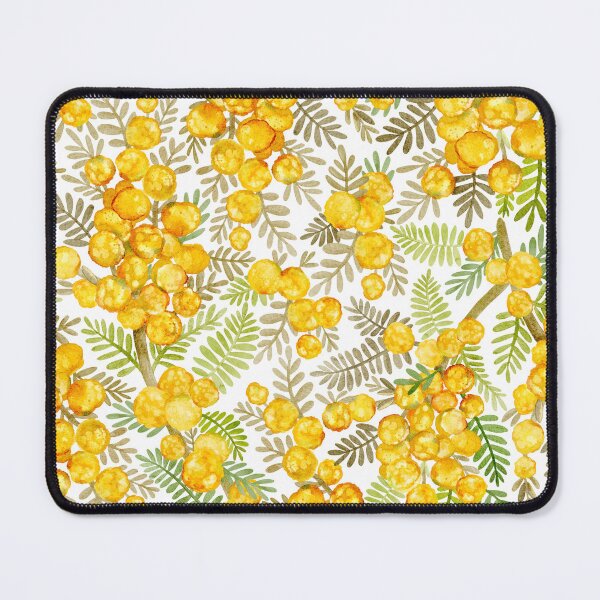 Item preview, Australian Golden Wattle Watercolor Botanical Floral Summer Yellow And White designed and sold by Sketchbook Designs.