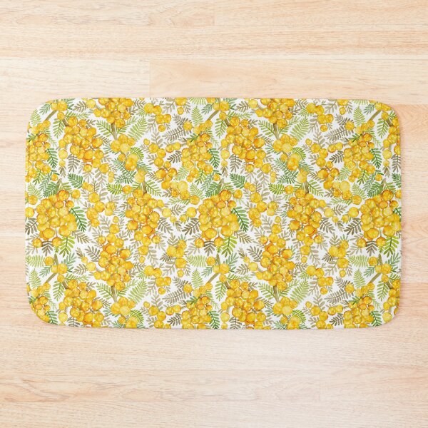 Item preview, Australian Golden Wattle Watercolor Botanical Floral Summer Yellow And White  designed and sold by Sketchbook Designs.