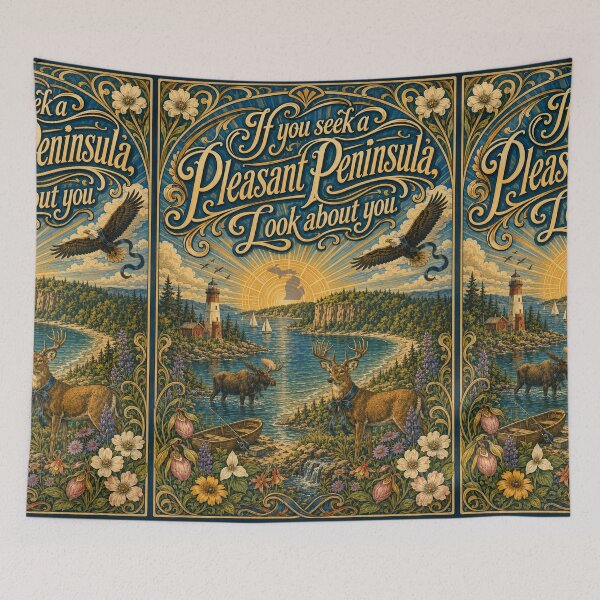 Item preview, Michigan State Motto | Si Quaeris Peninsulam Amoenam designed and sold by FreshWaterWares.