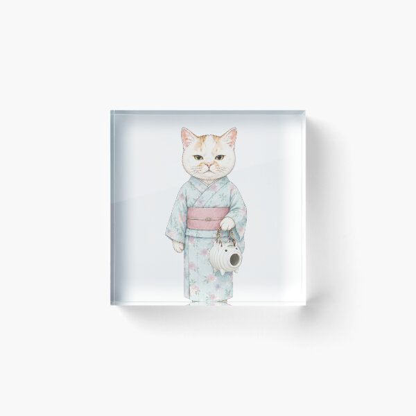 Item preview, Japanese Summer Cat in Floral Yukata with Pig Incense Burner designed and sold by Komatoya.