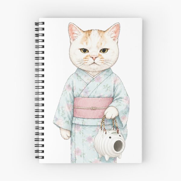 Item preview, Japanese Summer Cat in Floral Yukata with Pig Incense Burner designed and sold by Komatoya.