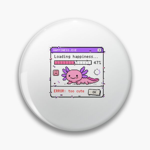 Item preview, Error Too Cute Axolotl Sticker Windows 95 Pixel Art Retro Computer Loading Happiness Glitch Meme Kawaii Pink Purple Nostalgia designed and sold by Obinne.