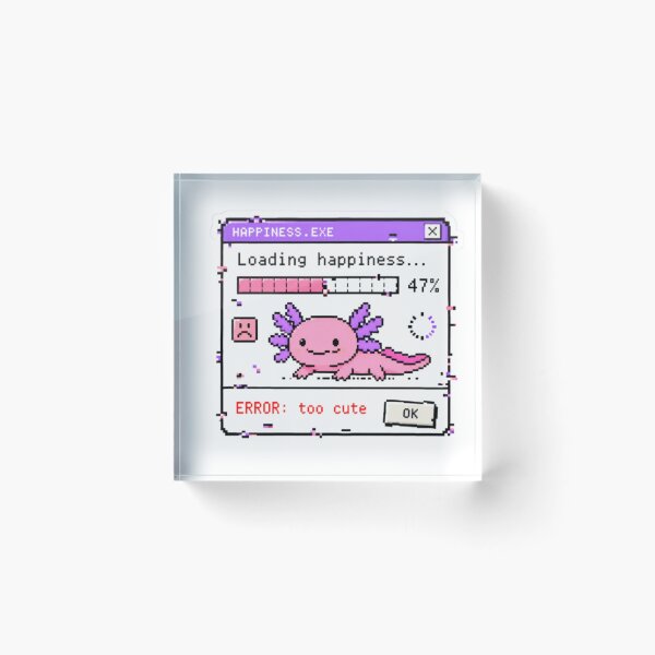 Item preview, Error Too Cute Axolotl Sticker Windows 95 Pixel Art Retro Computer Loading Happiness Glitch Meme Kawaii Pink Purple Nostalgia designed and sold by Obinne.