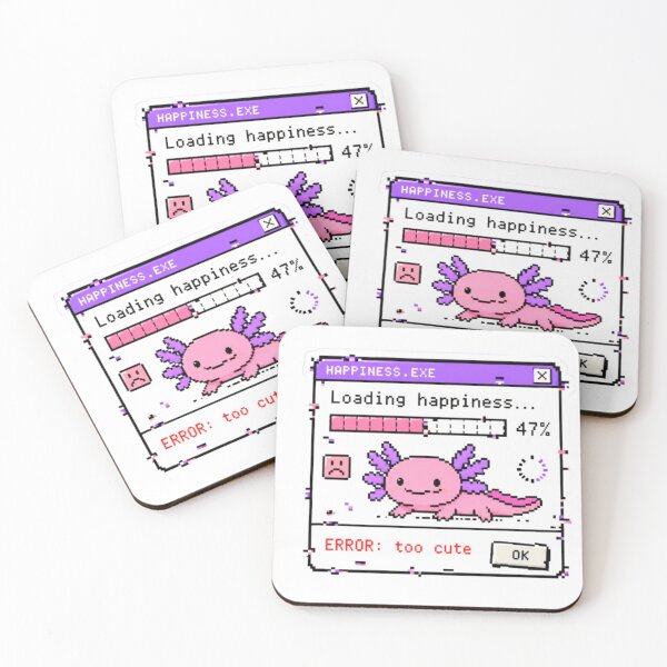 Item preview, Error Too Cute Axolotl Sticker Windows 95 Pixel Art Retro Computer Loading Happiness Glitch Meme Kawaii Pink Purple Nostalgia designed and sold by Obinne.