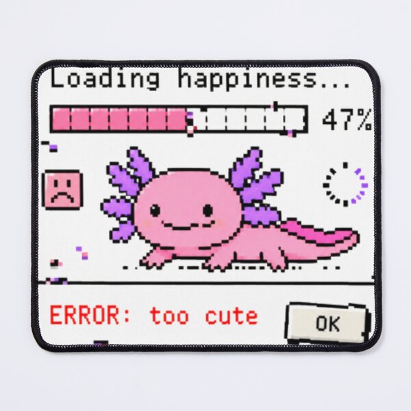 Item preview, Error Too Cute Axolotl Sticker Windows 95 Pixel Art Retro Computer Loading Happiness Glitch Meme Kawaii Pink Purple Nostalgia designed and sold by Obinne.
