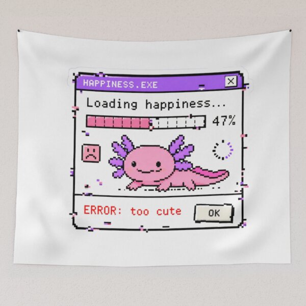 Item preview, Error Too Cute Axolotl Sticker Windows 95 Pixel Art Retro Computer Loading Happiness Glitch Meme Kawaii Pink Purple Nostalgia designed and sold by Obinne.