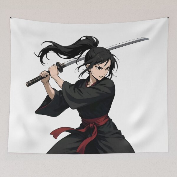 Item preview, Young Vigorous Girl Student Samurai with Katana – Japanese Warrior Girl Art designed and sold by Lag-Threads.