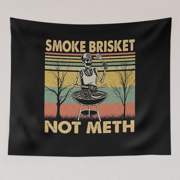 Item preview, Smoke Brisket Not Meth Funny Skeleton BBQ Grill Shirt designed and sold by CanvasFuse.