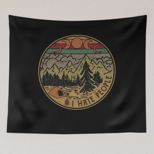 Item preview, I Hate People Camping Mountain Badge Retro Introvert Hiking Nature Lover Gift Shirt designed and sold by CanvasFuse.
