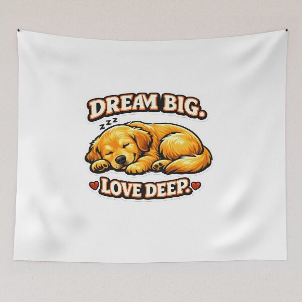 Item preview, Dream Big Love Deep – Cute Sleeping Golden Retriever Dog Lover Design designed and sold by Sahil Randhawa.