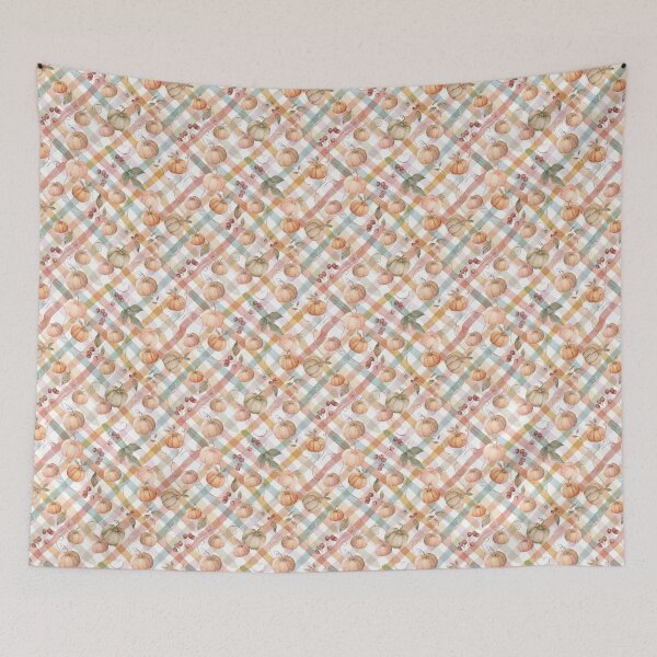 Item preview, Watercolor Pumpkin Plaid Autumn Pattern designed and sold by madtoyman.
