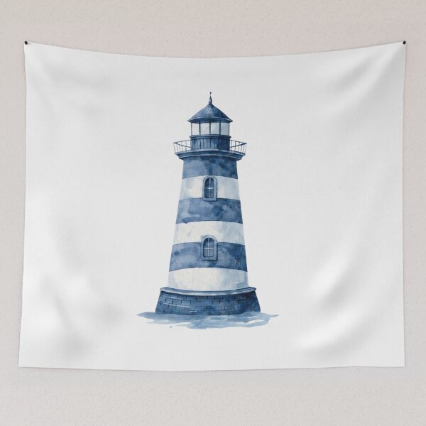 Item preview, Blue Watercolor Lighthouse Illustration | Coastal Nautical Wall Art designed and sold by Ramona-Gliga.
