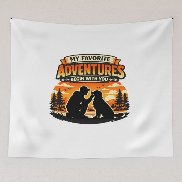 Item preview, My Favorite Adventures Begin With You – Golden Retriever Hiking Camping Dog Lover Design designed and sold by Sahil Randhawa.