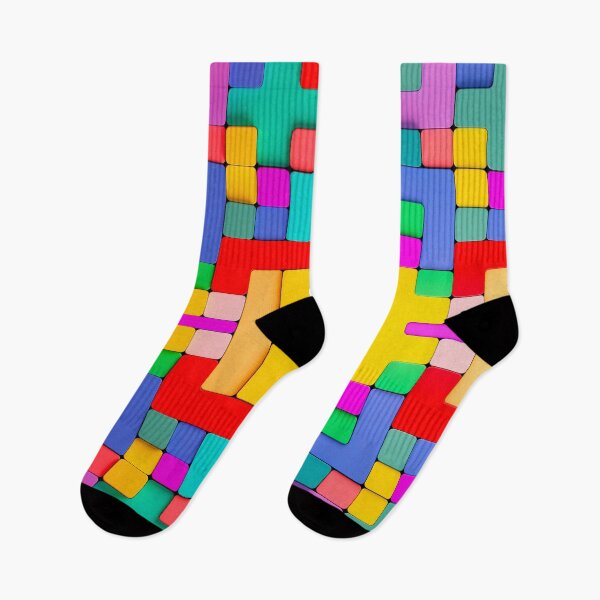 Item preview, Colorful Interlocking Tetris‑Style Geometric Pattern designed and sold by behappyandrelax.