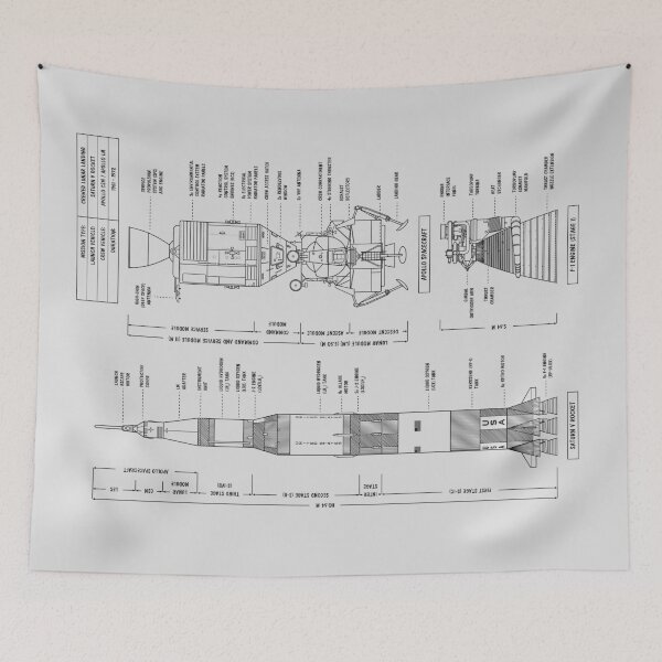 Item preview, Saturn V / Apollo Crewed Lunar Expedition (White Stencil - No Background. Vertical) designed and sold by BGALAXY.