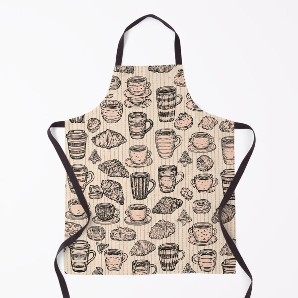 Item preview, Cozy Coffee Cups and Croissants Cafe Pattern Crayon Style designed and sold by VectorForge.