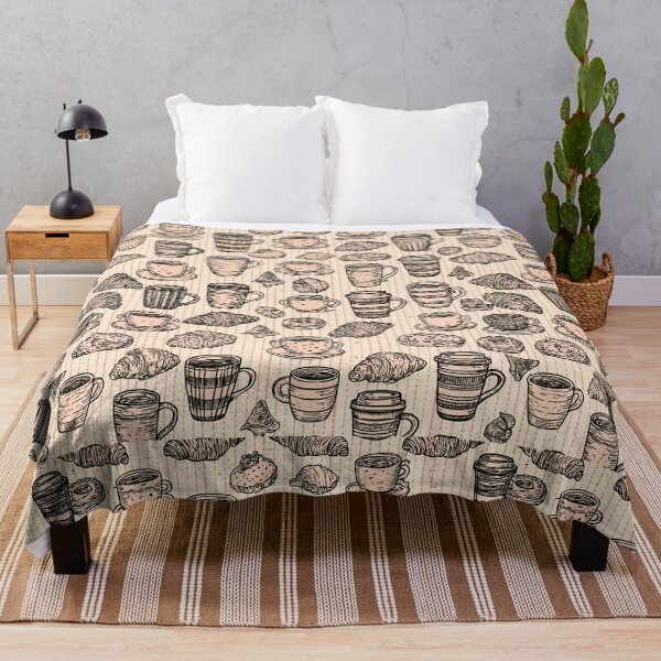 Item preview, Cozy Coffee Cups and Croissants Cafe Pattern Crayon Style designed and sold by VectorForge.