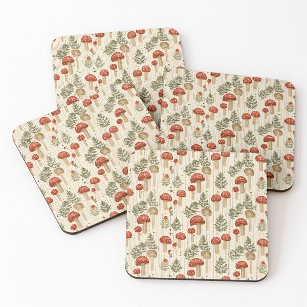 Item preview, Cute Red Toadstool Mushrooms and Ferns Forest Pattern designed and sold by VectorForge.