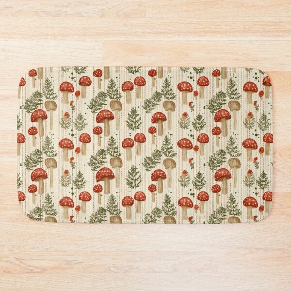 Item preview, Cute Red Toadstool Mushrooms and Ferns Forest Pattern designed and sold by VectorForge.