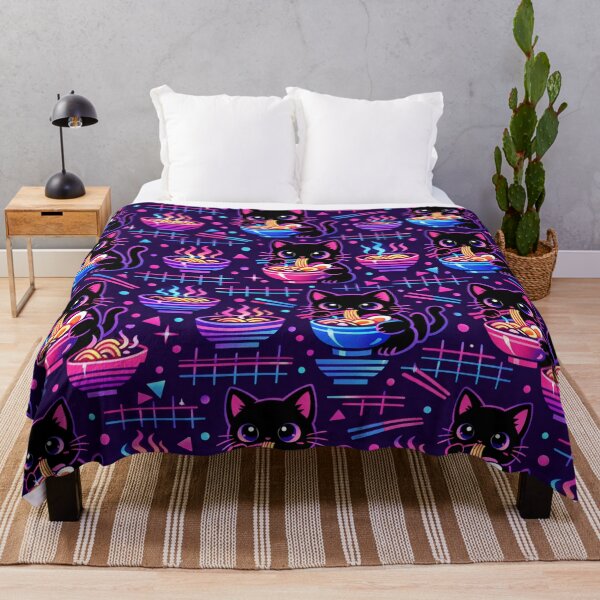 Item preview, Cute Vaporwave Ramen Cat Japanese Aesthetic Seamless Pattern designed and sold by DesignEpic22.