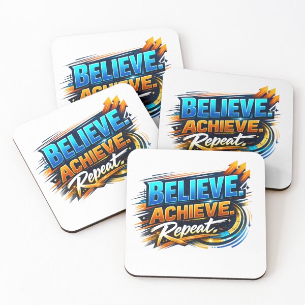 Item preview, Believe. Achieve. Repeat. | Modern Motivational Typography Design designed and sold by AnanthDesign.