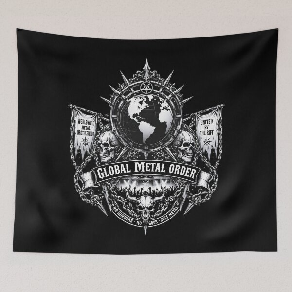 Item preview, Global Metal Order Skull Globe Heavy Metal Brotherhood designed and sold by DeimosArtIntl.