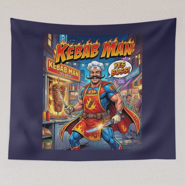Item preview, Kebab Man Superhero Chef Doner Street Food Comic designed and sold by Flirt-Teez.