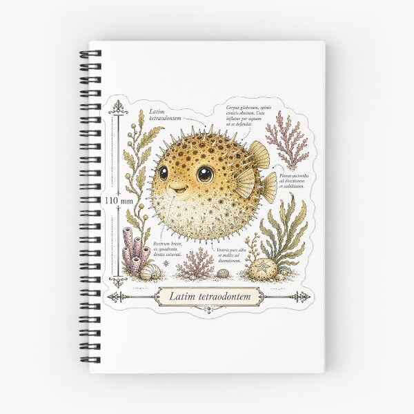 Item preview, Cute Vintage Pufferfish Sticker - Scientific Ocean Plate designed and sold by PND7777.