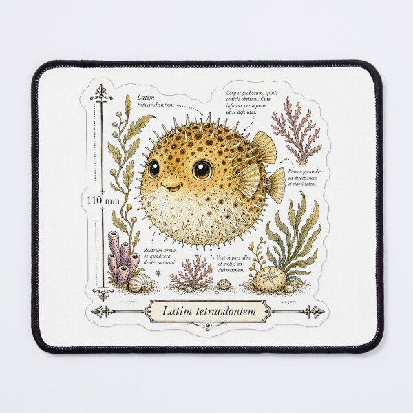 Item preview, Cute Vintage Pufferfish Sticker - Scientific Ocean Plate designed and sold by PND7777.