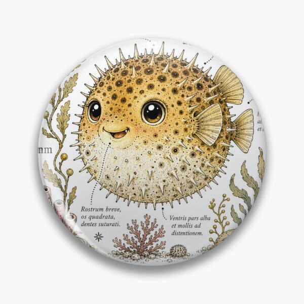 Item preview, Cute Vintage Pufferfish Sticker - Scientific Ocean Plate designed and sold by PND7777.