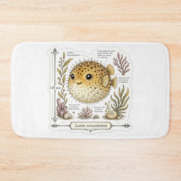 Item preview, Cute Vintage Pufferfish Sticker - Scientific Ocean Plate designed and sold by PND7777.