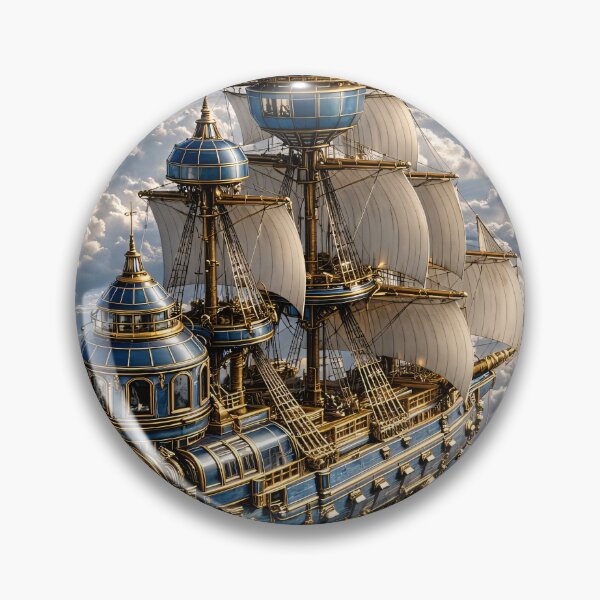 Item preview, Steampunk Flying Sailing Ship Above the Clouds – Fantasy Sky Adventure Print designed and sold by Kaleidoscope Print.